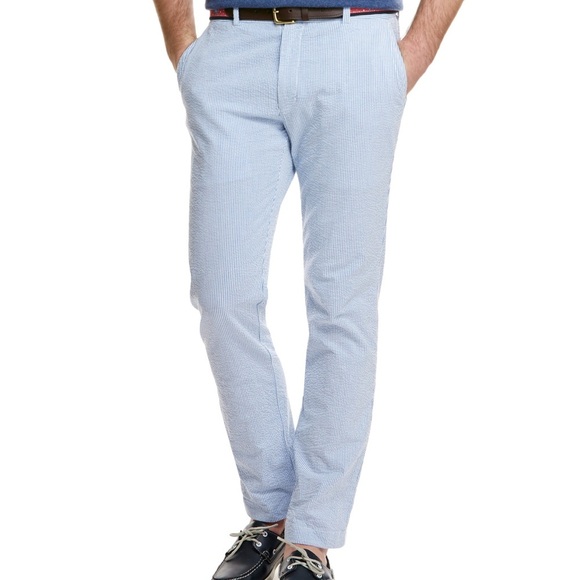 Vineyard Vines Men's Blue Seersucker Striped Pants 32x30 - Picture 1 of 7